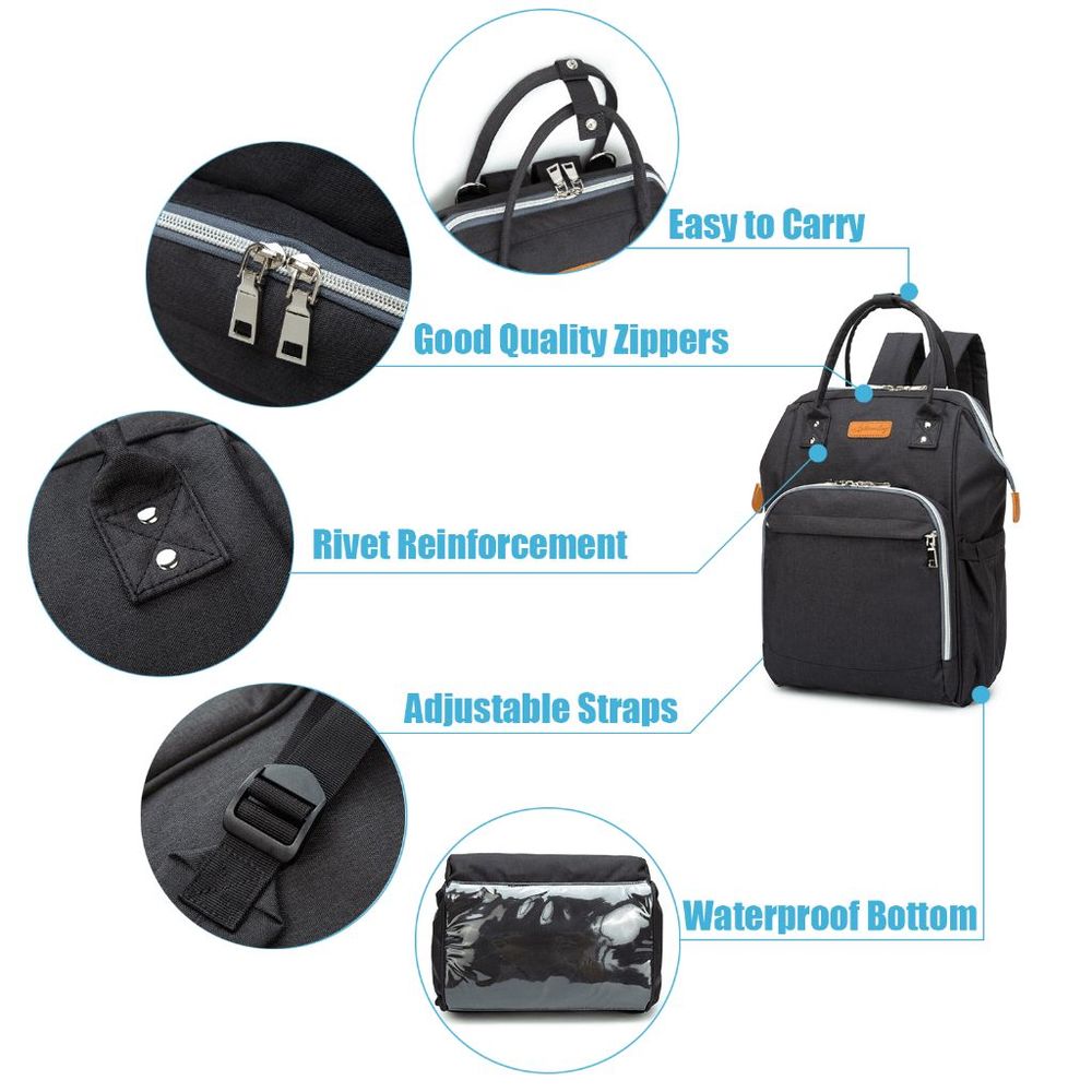 Diaper Bag Backpack , Gray Adjustable Spacious Un… - image 5